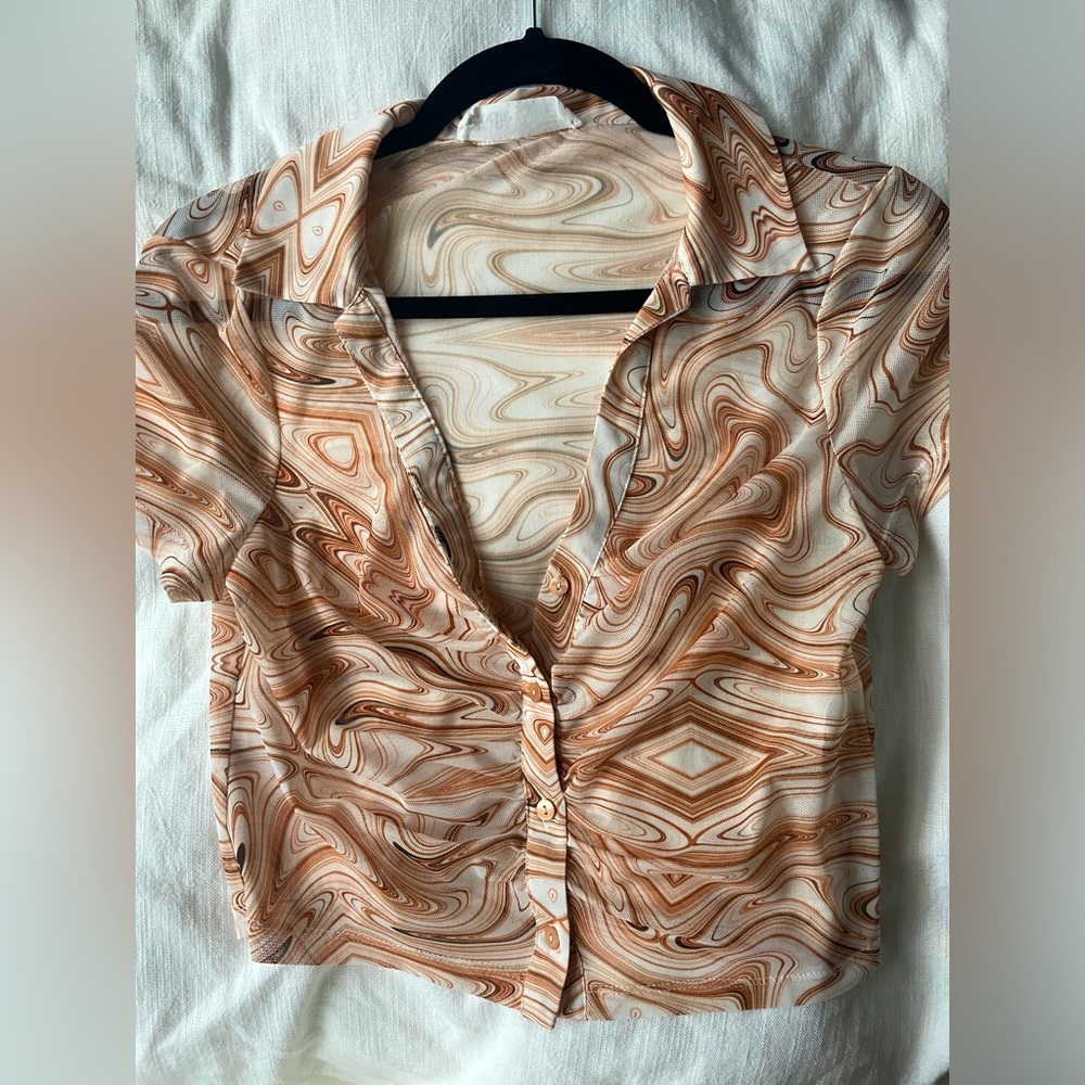 UO button up crop top